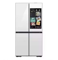 Used Bespokes 4-Door French Door Refrigerator (29 Cu. Ft.) with Family Hub OEM DIY Plastic Handle in White Glass